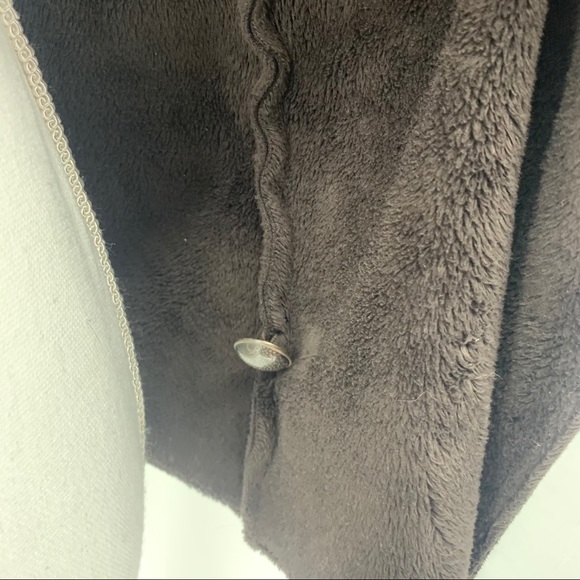 Orvis Brown Fleece Lined Fold Over Wrap Cape Coat - Picture 9 of 12